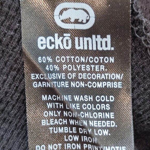 Ecko Unlimited knit hoodie black with white graphic design men's size L - Picture 6 of 10